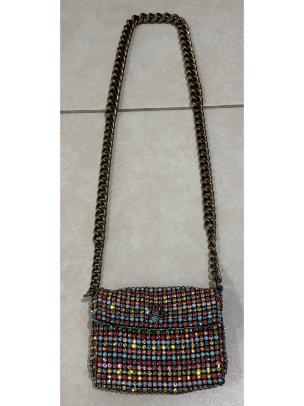 KURT GEIGER Mini Party Crossbody Bag Small Multicolor Beaded Chain Strap - Picture 6 of 15